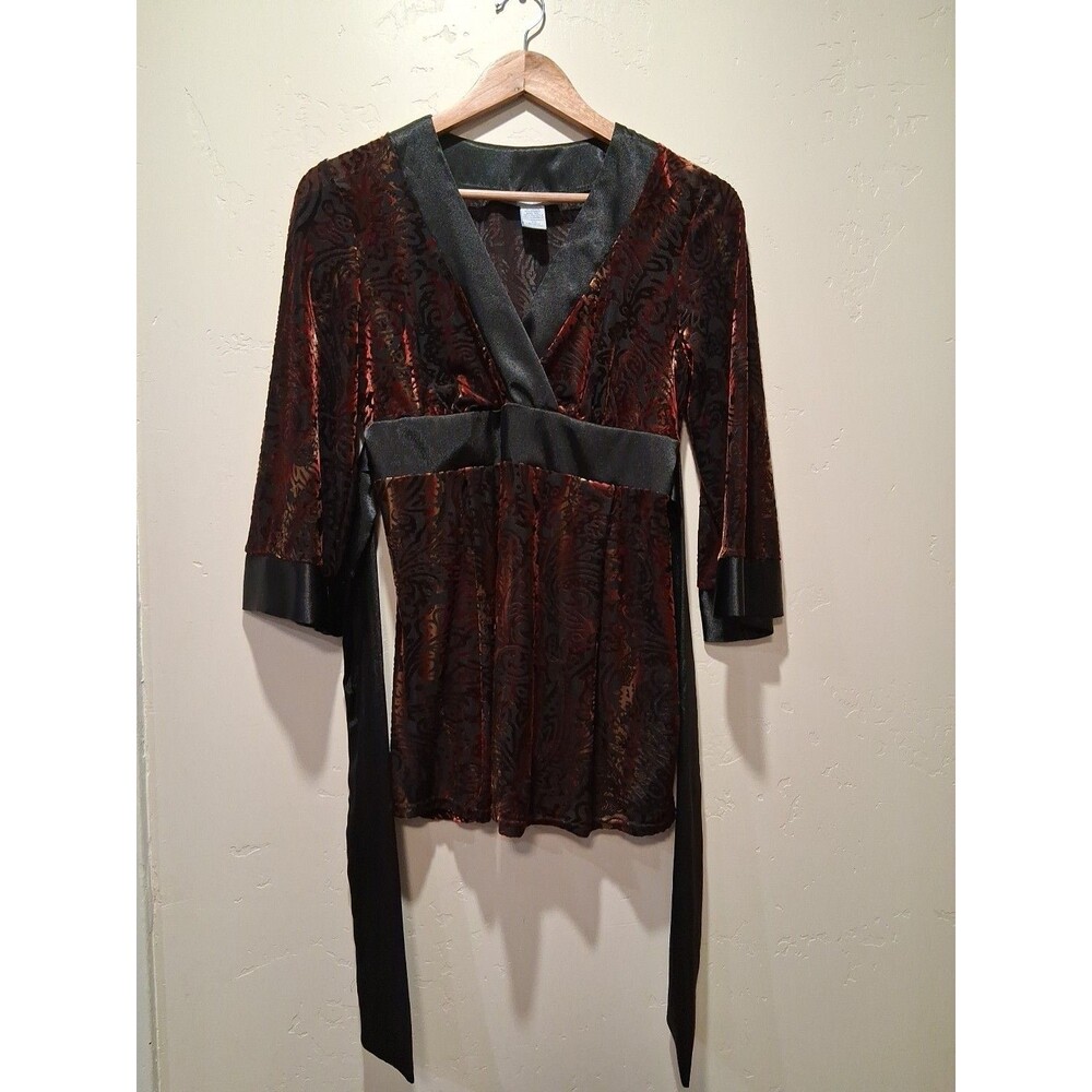 Half Moon Bay Petite Sm Top Burnout Maroon Renfair Romantic Festival Whimsigoth